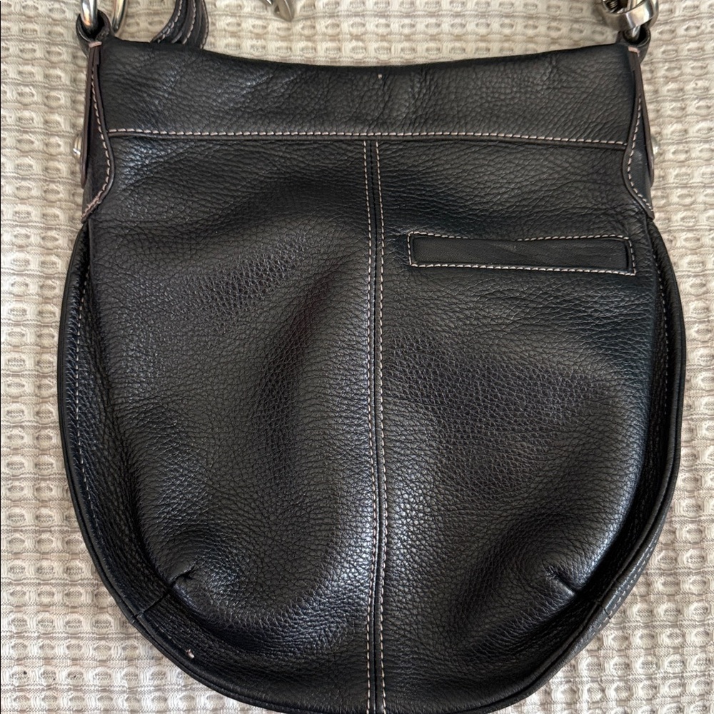 b. makowsky Black Leather Shoulder Bag with Silver Accents - Picture 3 of 5